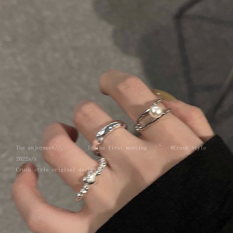 小众设计爱心珍珠戒指女冷淡风个性高级感百搭指环不规则气质手饰