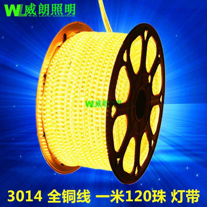 led灯带5050七彩3014柔性软灯条2835单排双排三排220v灯带