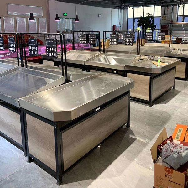 水果蔬菜货架展示架水果店堆头货架多功能中岛平台架子不锈钢