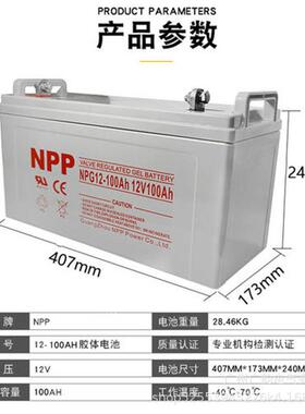 耐普（NPP)蓄电池NP100-12 np12-100铅酸储能型电池 机房后备电池