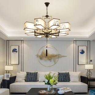 新中式吊灯客厅灯中国风卧室书房餐厅灯简约现代大气刺绣套餐灯具