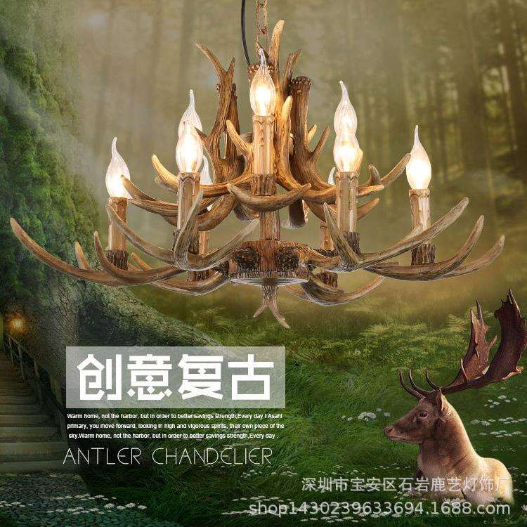 美式吊灯创意个性客厅餐厅网咖服装店灯具欧式树脂吊灯个性复古灯