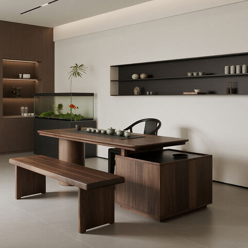 宋式美学北美黑胡桃木茶桌椅组合设计师禅意新中式茶桌实木泡茶台,住宅家具,家用茶台/茶桌,淘宝优惠券,粉丝福利购,淘宝优惠卷