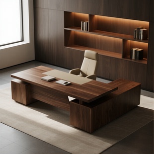 高级感老板桌现代简约轻奢宋式美学实木办公桌总裁桌办公室大班台