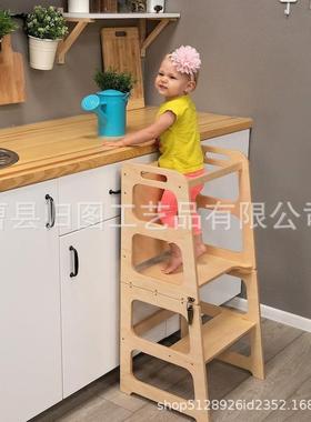 蒙氏学习塔洗手梯儿童可折叠洗漱凳 learning tower 幼儿台阶凳子