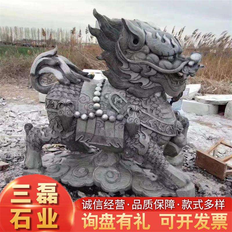 大理石花岗岩石雕麒麟瑞兽大型神兽看门护院别墅酒店公司庭院门口