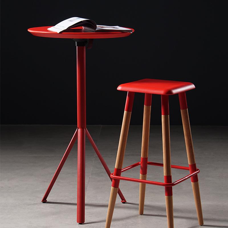 圆形吧台桌北欧咖啡厅吧台小圆桌工业风铁艺复古高脚桌子接待会议