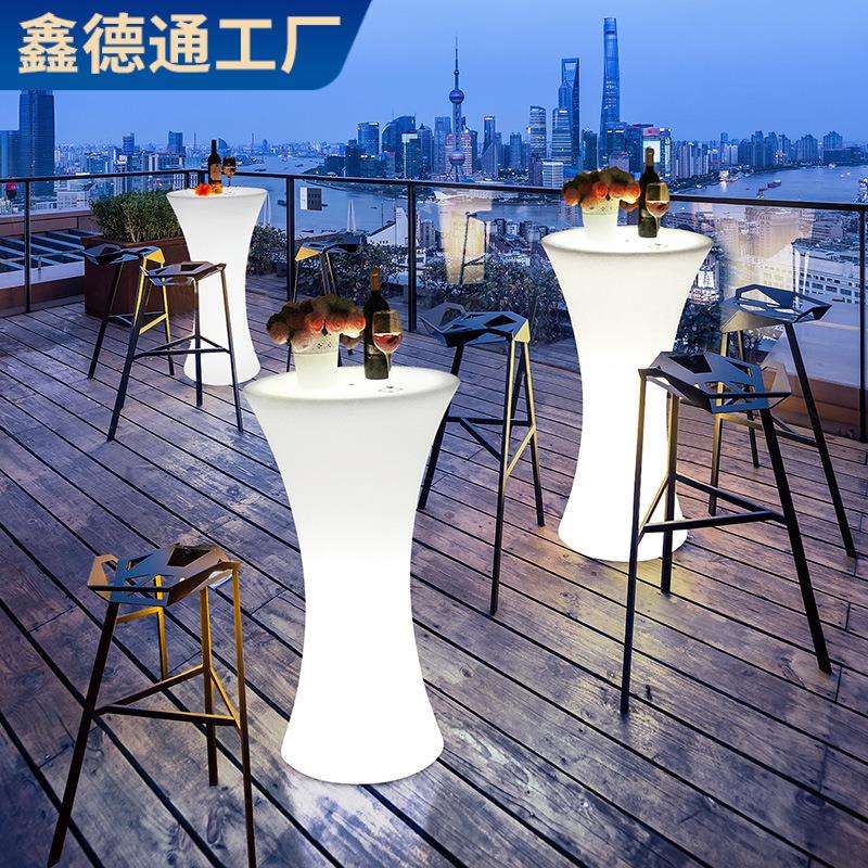 led小蛮腰桌酒吧吧台发光酒吧桌椅户外高脚桌展会活动鸡尾酒桌
