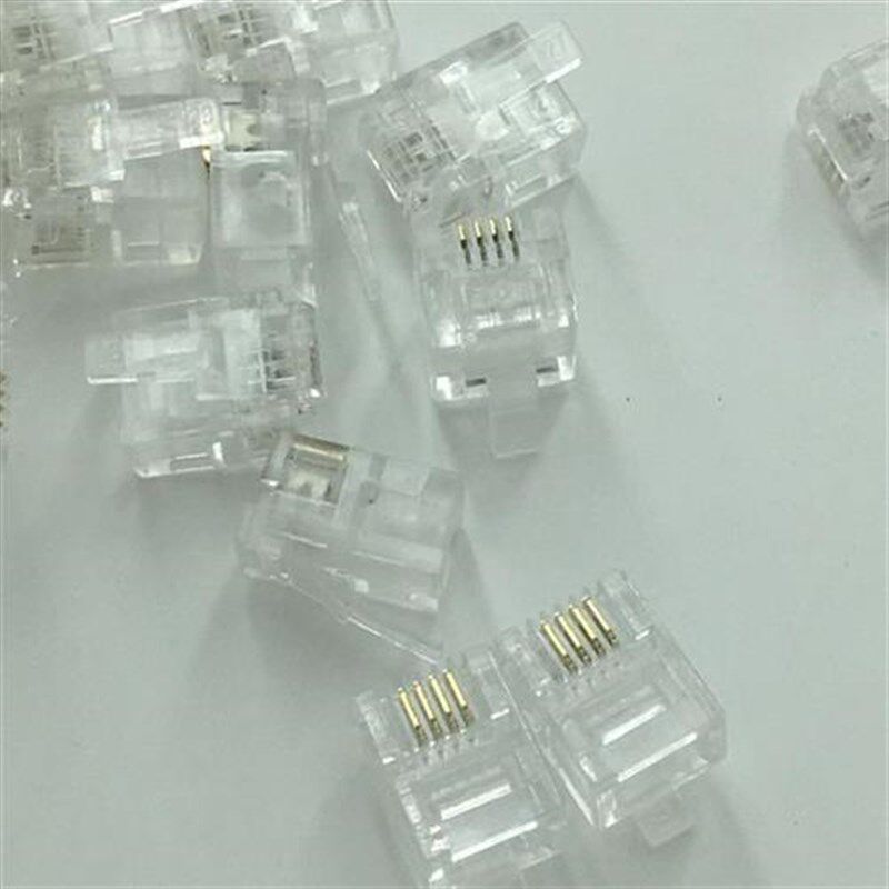 4芯电话水晶头二芯RJ11纯铜镀金z6P4C四芯电话水晶头加厚200个/包