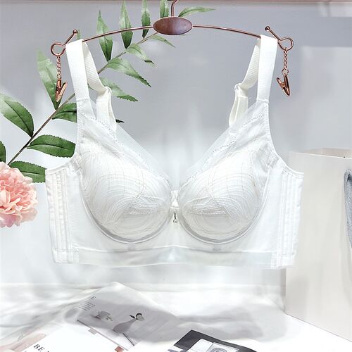 调整型内衣女白色中薄款s上托防下垂小胸聚拢收副乳文胸四排扣胸