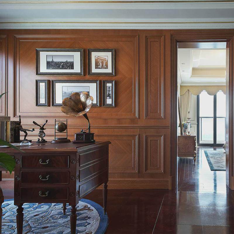 美式实木护墙板装饰板墙裙原木烤漆墙板电视背景墙全屋.定制A15