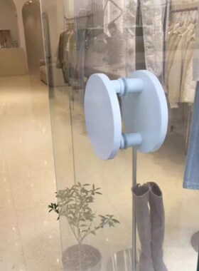 铝合金大门拉手玻璃门把手钢化玻璃推拉门圆形定制TLOGO白色刻字