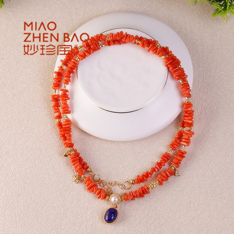 MIAO ZHENBAO天然红珊瑚项链 朱华迎祥 多样性