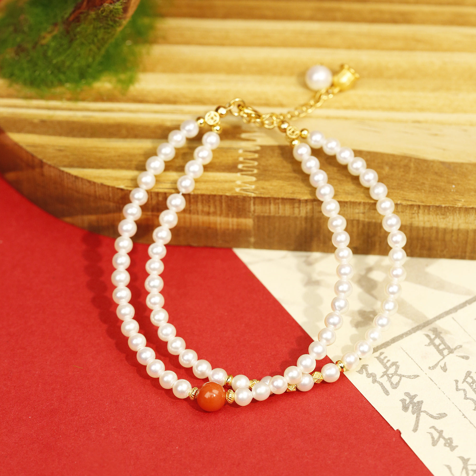 MIAOZhen&Bao天然红珊瑚珍珠链