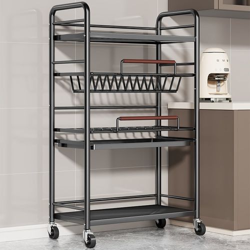 碗碟收纳架沥水碗架厨q房锅架放碗置物架多层微波炉架子可移动推