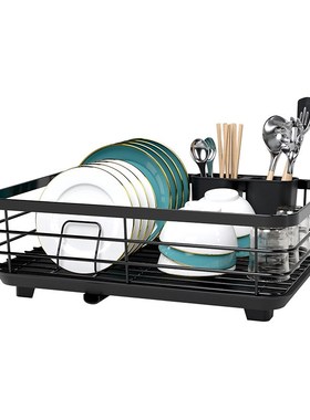 厨房铁艺碗c碟收纳置物架台面双层白色沥水碗架多功能碗筷收纳盒