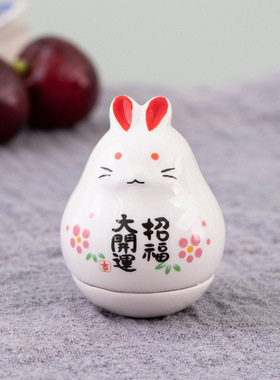 创意陶瓷十二生肖不倒翁桌面小摆件装Q饰送女友生日礼物