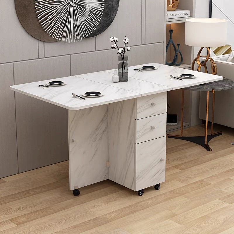 简易折叠桌餐桌小户型家用4-6人可E折叠多功能简约饭桌收纳长方形