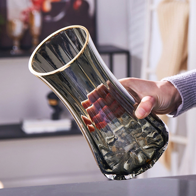 轻奢创意简约原色玻璃花瓶透x明水养鲜花百合北欧网红客厅插花摆