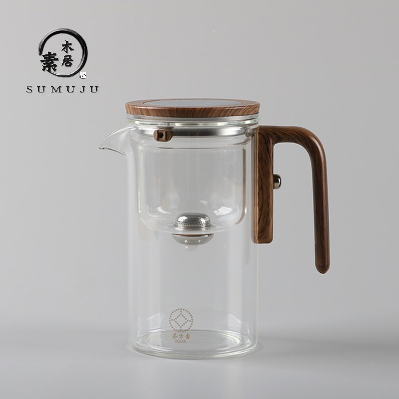 飘逸杯泡茶壶玻璃内胆耐高温茶壶一键过滤茶M水分离磁吸无杆泡茶