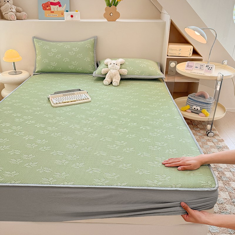 床笠款冰豆豆凉席三件定制ua类母婴级任意尺寸榻榻米加高长可机洗