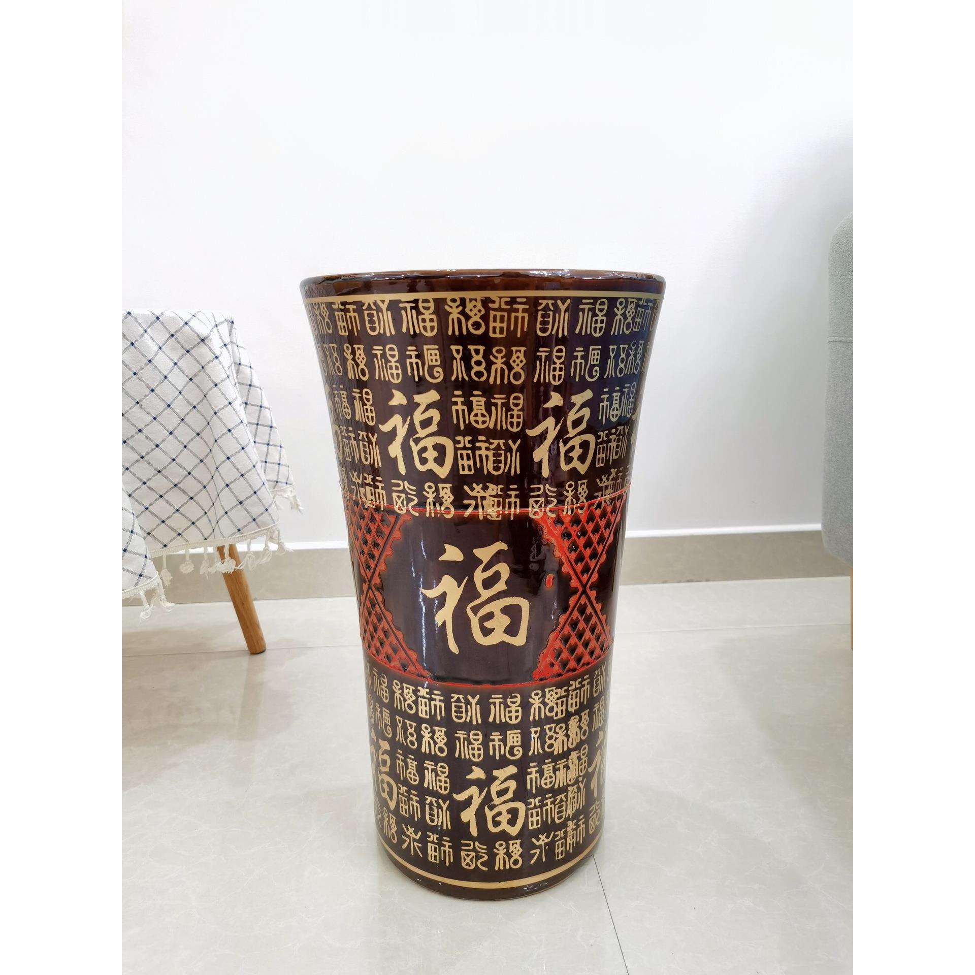 特大号福字花盆陶瓷陶瓷花盆招财金钱树盆景盆栽泥土土养花盆家用