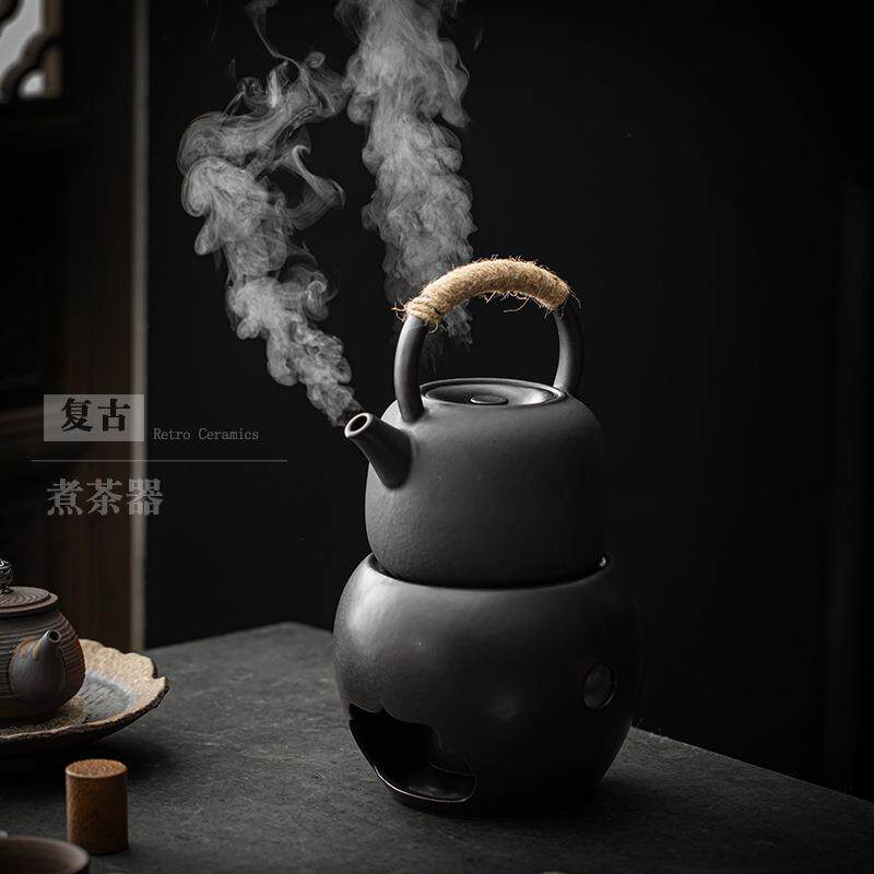 户外煮茶炉提梁壶茶具套装炭炉温茶煮壶家用户外碳火炉侧把烧水壶
