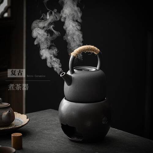 户外煮茶炉提梁壶茶具套装炭炉温茶煮壶家用户外碳火炉侧把烧水壶