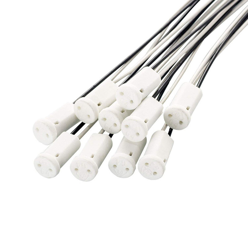 G4细插针通用陶瓷头灯座带线12V 24V 110V 220V G4灯泡适用LED灯