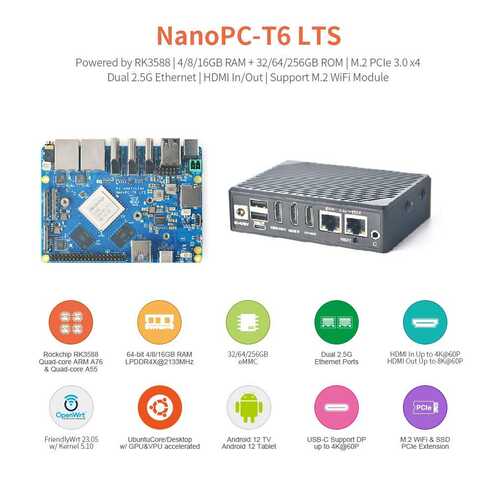 [NanoPC T6 LTS整机]4/8/16G双2.5G瑞芯微RK3588支持4/8K安卓12