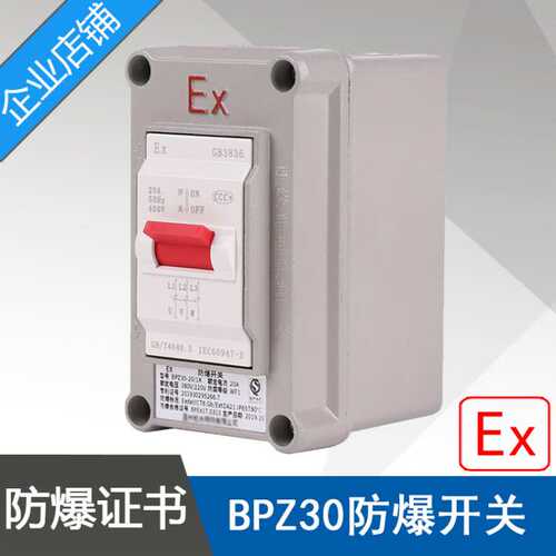 BPZ30-20/1K一开防爆开关ExdeIICT6电流20A电压220V380V螺纹DN25