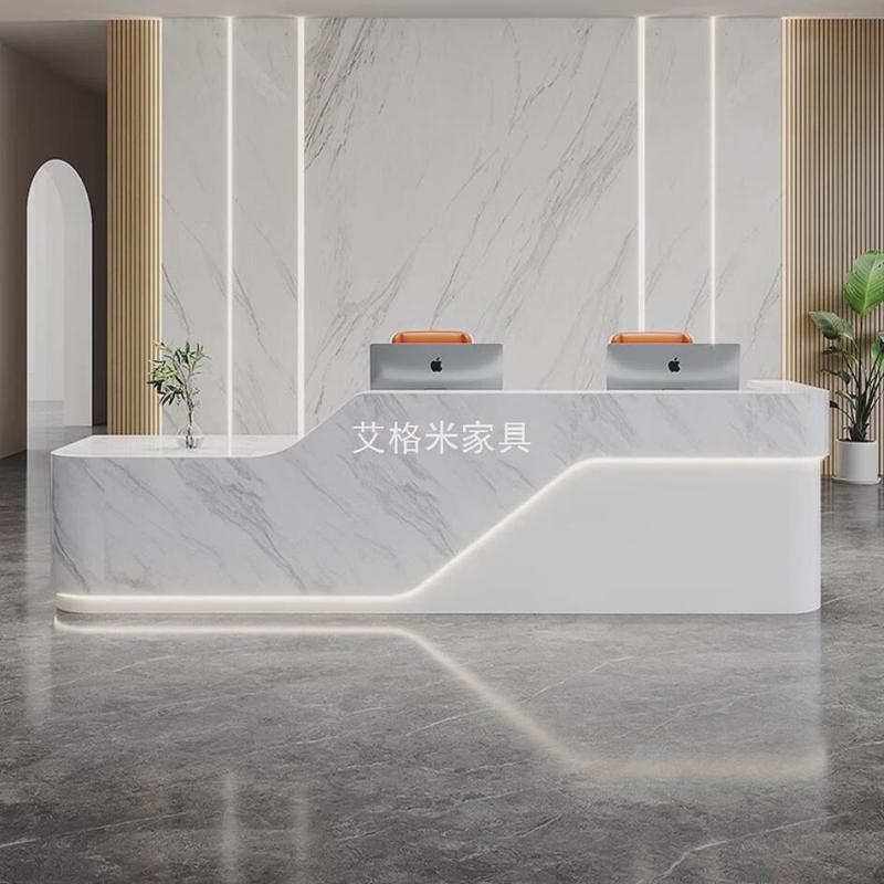 办公桌前台烤漆接待迎w宾咨询台简约吧台柜台商用