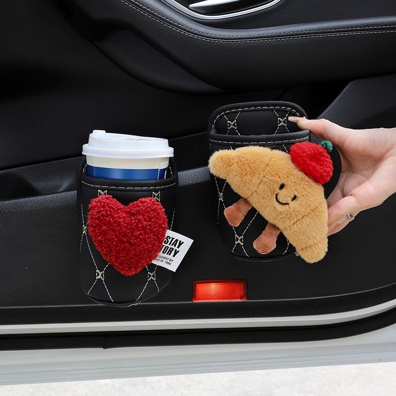 车载水杯架汽车侧门收纳置物w袋座椅后背多功能储物盒饮料桶垃圾