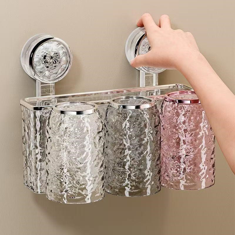 LZJV炫彩吸盘手柄牙刷s架家用免打孔收纳架卫生间壁挂置物架居家