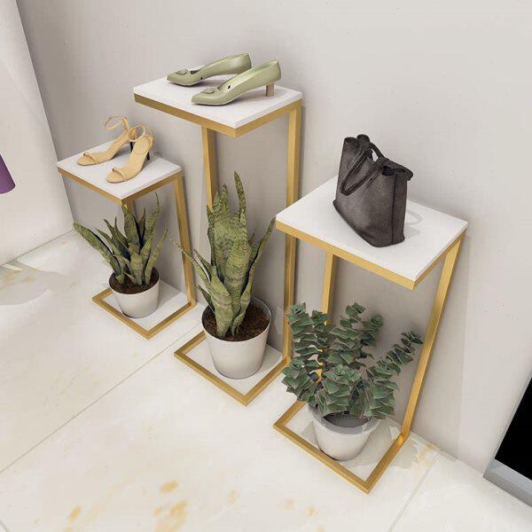 子橱窗间装饰服装店鞋台架直播包小置物架道具高低展示台放摆中岛