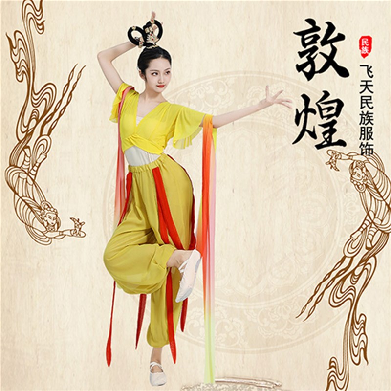 古典舞元夕舞蹈服现代练功服身韵纱衣飘逸灯笼裤女V敦煌舞表演服