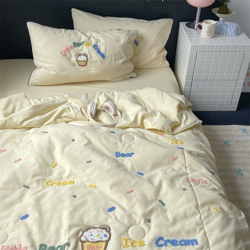 梨梦 芝士冰淇淋 可爱水洗棉夏被四件套夏凉被薄被子空调被可水洗,床上用品,化纤被,淘宝优惠券,粉丝福利购,淘宝优惠卷