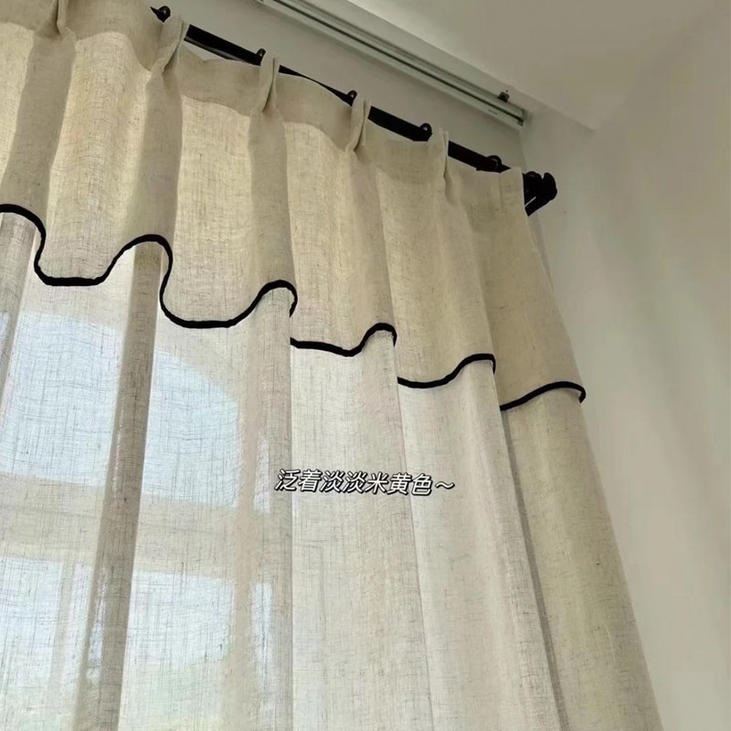 法式自带帘头亚麻纱帘透光不透人诧寂风阳台客厅隔断衣帽间门帘,居家布艺,成品窗帘,淘宝优惠券,粉丝福利购,淘宝优惠卷