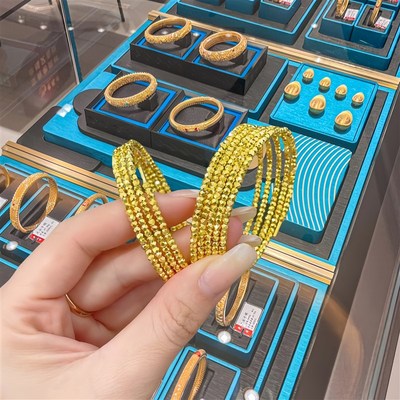 金包银弹力记忆蹦迪珠手串女金色爆闪碎金子手镯手链手环送情人礼