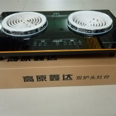 高原鑫达牌220V(触控)双电灶,x左平盘2000瓦,右凹盘2500瓦,无插头