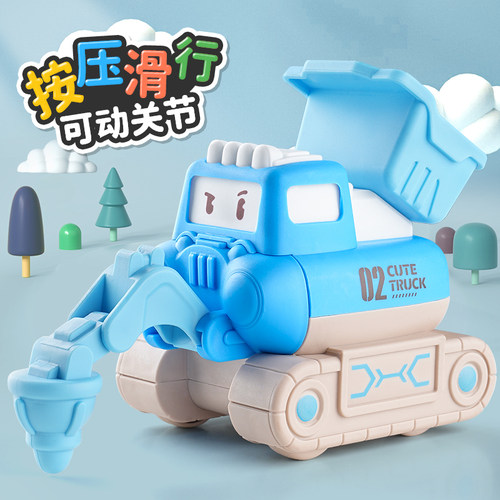 挖掘机工程d车男孩按压小汽车挖土机压路机推土机叉车儿童套装玩