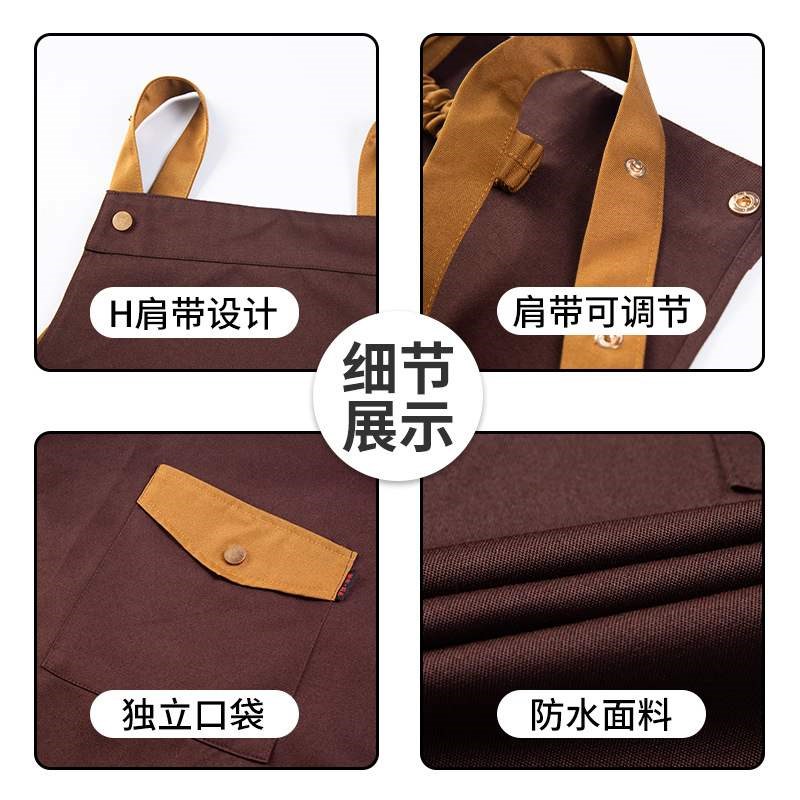 围裙定制工作服logo印字家用厨房防水超市饭店餐饮防油围腰女订做