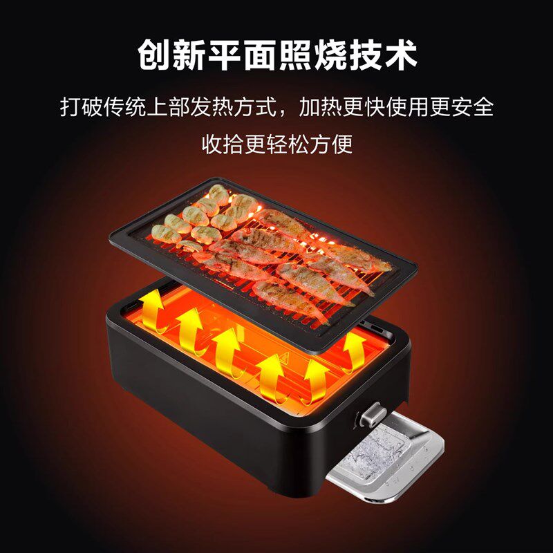 家用无烟电烤箱可拆卸电烤炉烤串烧烤智能照烧炉电烤架电烤盘