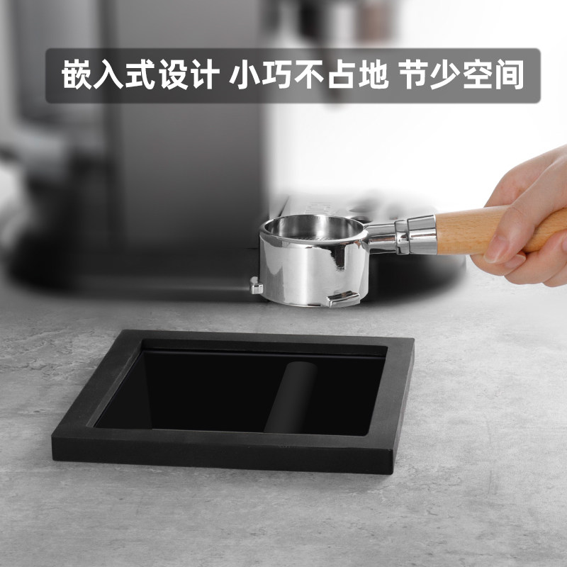 商用吧台钳入式意式咖啡无底渣桶不锈钢敲渣盒桌面镶入咖啡粉渣盒