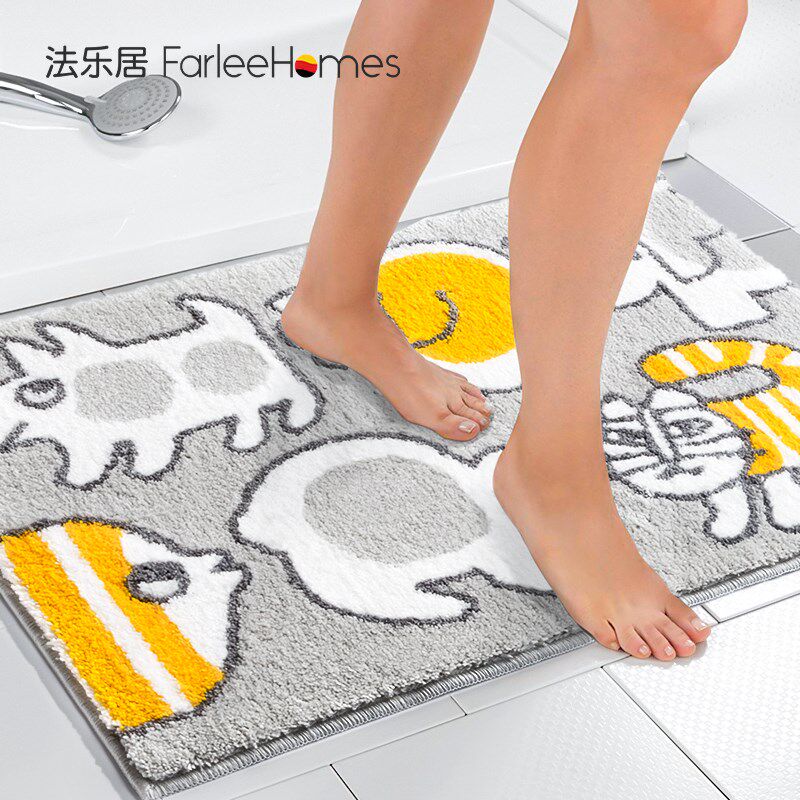捷克设计浴室吸水地垫卡通动物卫生间进门口O脚垫厕所卧室地毯防