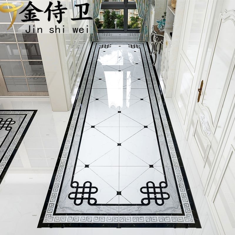 新中式客厅拼花地砖灰色地板砖800走廊过道拼图地砖入户玄关瓷砖