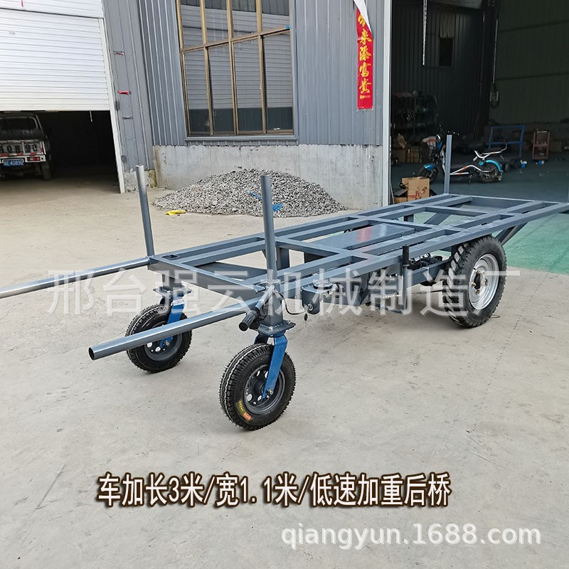厂区搬运平板车大功率电动三轮拉货载重3吨加长车架车间周转四轮