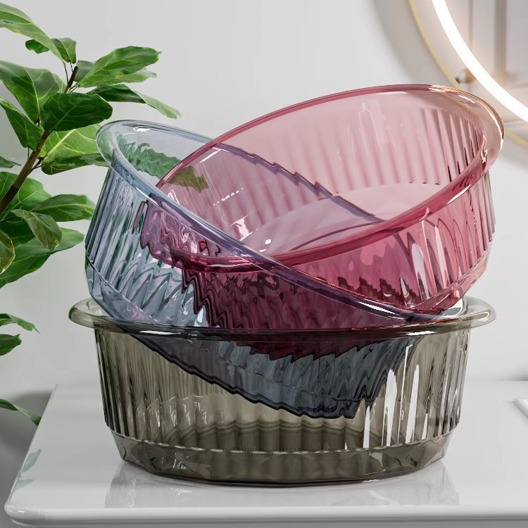 PET【食品级】加厚透明轻奢洗脸盆 学生宿舍家庭用大号塑料洗菜盆