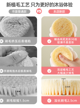 洗澡刷子搓背不求人长柄刷软毛双面沐浴刷搓泥去灰搓澡刷背神器