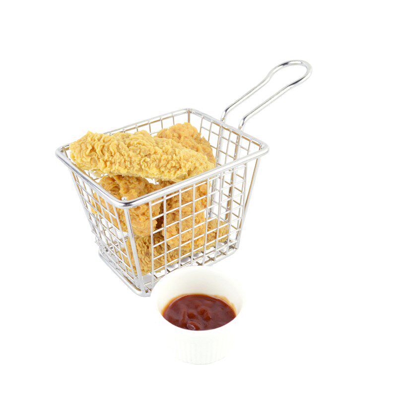 装薯条的篮子容器酒店餐厅创意餐具美式不锈钢304薯条篮迷你炸篮